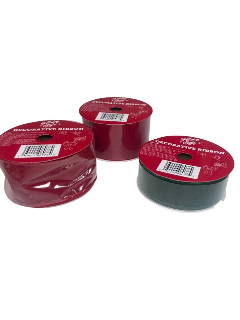 Holiday Style Decorative Ribbon 3 Pack Red Green Gift Wrapping Bows